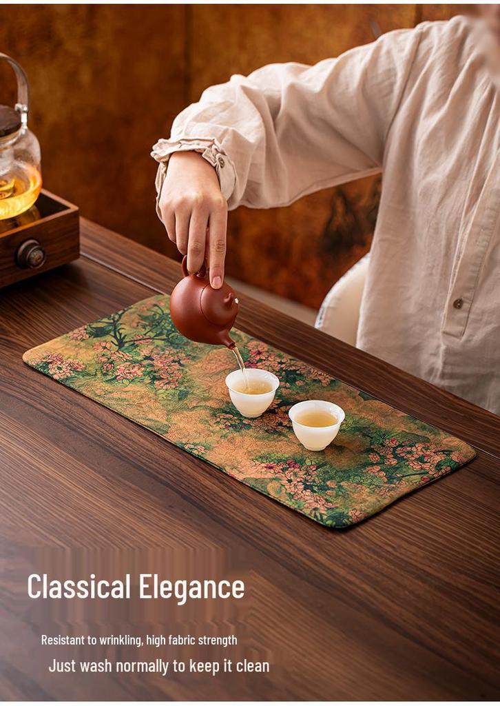 Xiangyunsha Chinese Zen Double-Sided Waterproof Tea Mat - Thickened Tablecloth for Dry Brew