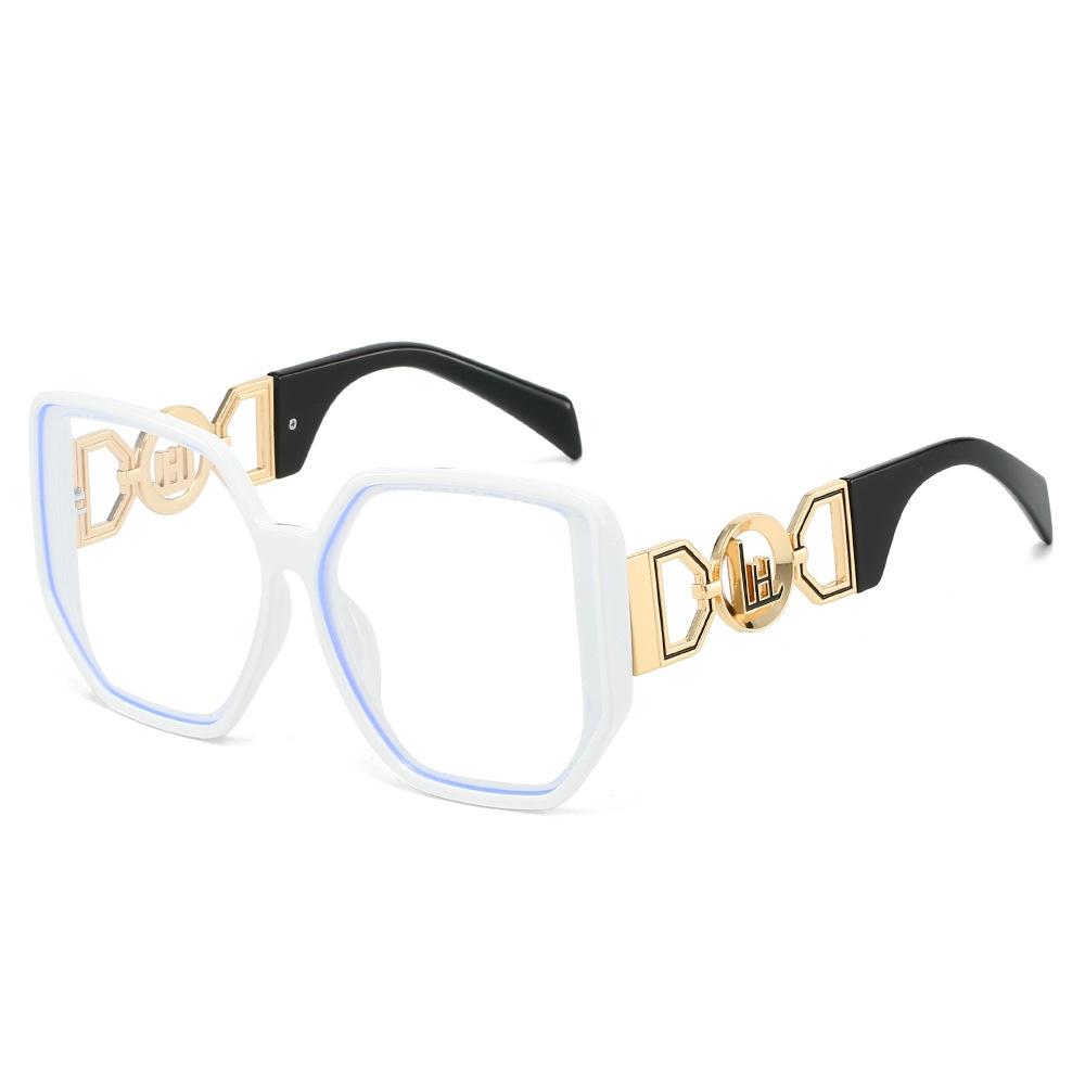 New Large Frame Square Anti Blue Light Glasses Luxury Hollow Frame Leopard Print Design Unisex Eyewear