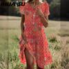 Women's Fashion Summer Spring Short Sleeve V-Neck Casual Dresses