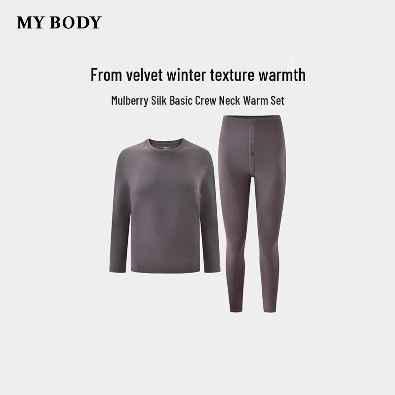 

Mybody Men s Silk Blend Basic Round Neck Thermal Underwear Set 2XL