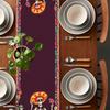 Mexican Colorful Skulls Flower Day of The Dead Linen Table Runner Home Decor Día De Los Muertos Table Runners Fiesta Party Decor