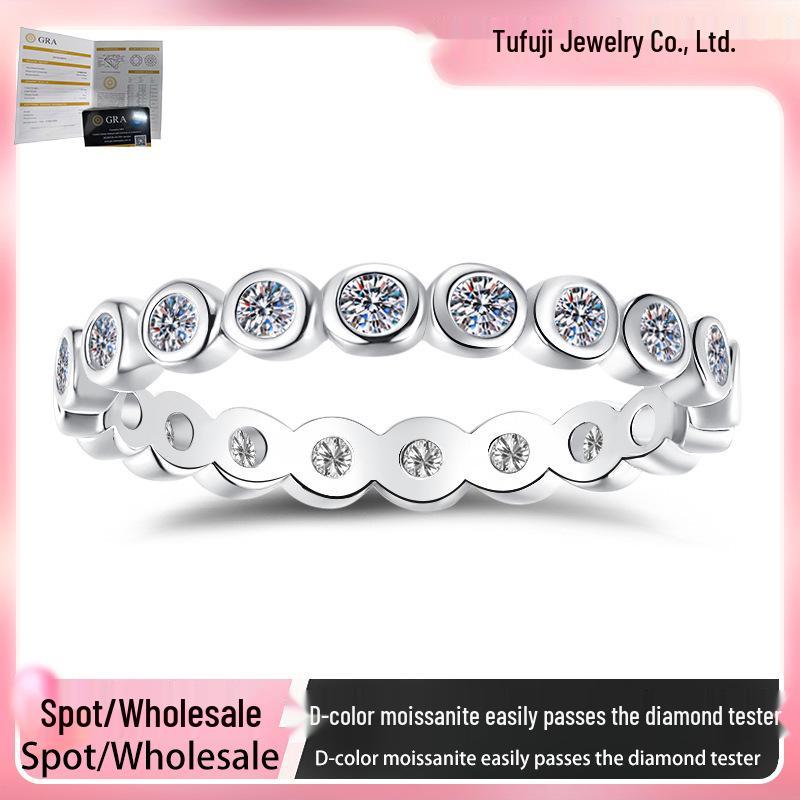 Korean Style Gold-Plated Moissanite Stacking Ring In S925 Silver