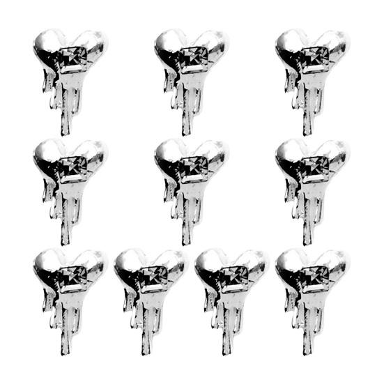 10 ks DIY nail art kamínky Ornament 3D srdce Měsíc Kříž Netopýr Umělý krystal na kovových přívěscích Kreativní šperky Dekorace Příslušenství pro pouzdro na telefon