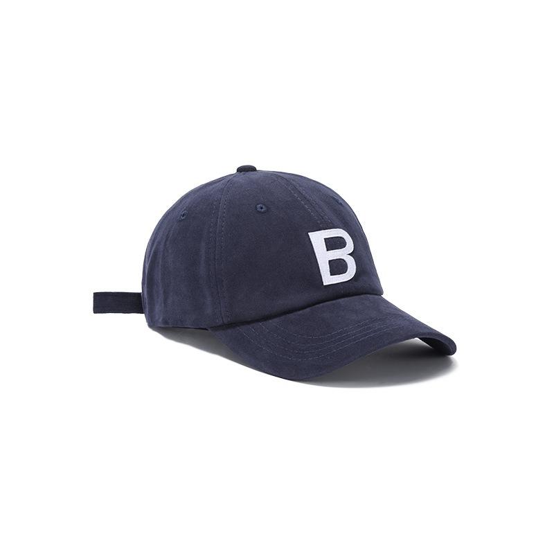 Trendy baseball cap women's spring and autumn navy blue B hat green big head circumference showing face small blue cap man