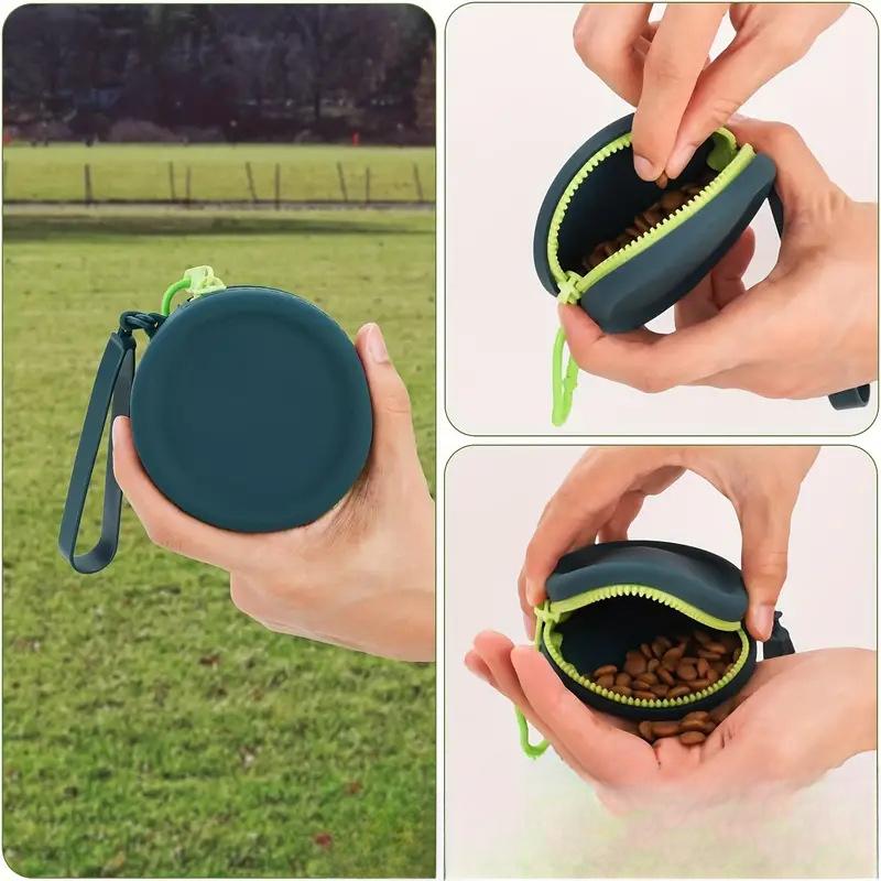 Silicone Dog Treat Pouch Bag,Portable and Waterproof ,Ideal for Dog and Cat Snacks On Walks,Pocket Size,Easy To Clean,Odorless,Zipper Design