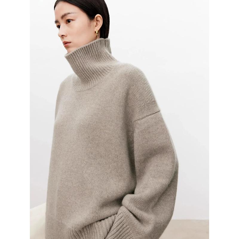 Thickened Turtleneck Sweater Women's Loose Lazy Knit Silhouette Sweater European Products