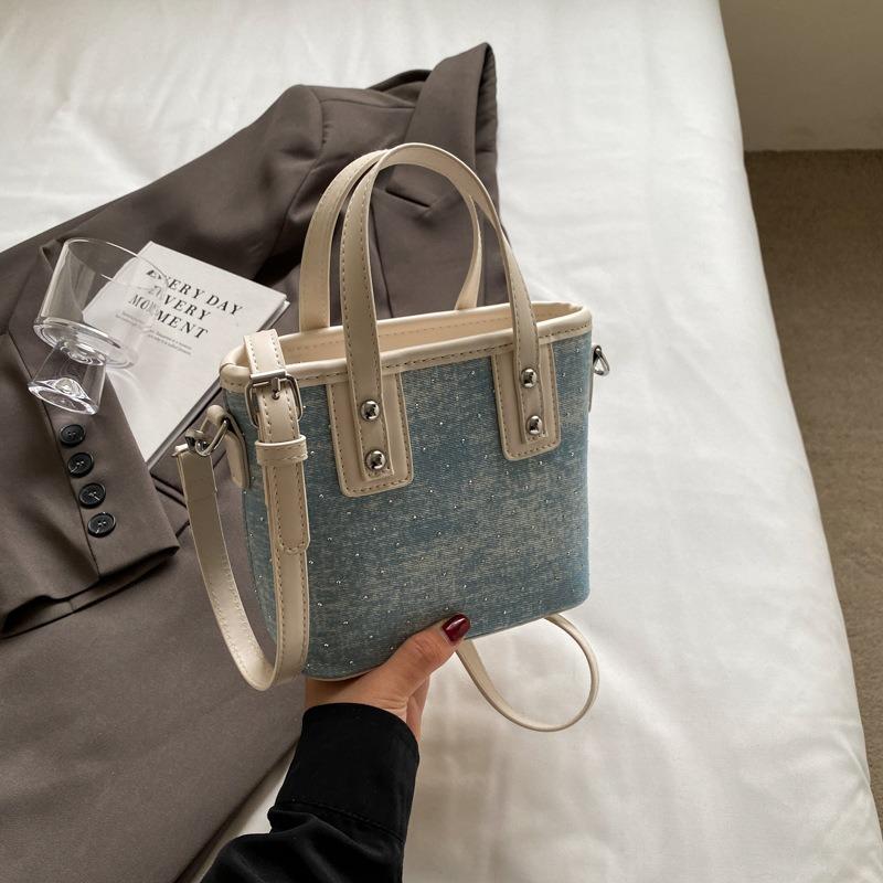 Summer Popular Contrasting Color Small Bag Women's New Fashion Versatile Messenger Bag Portable Bucket Bag