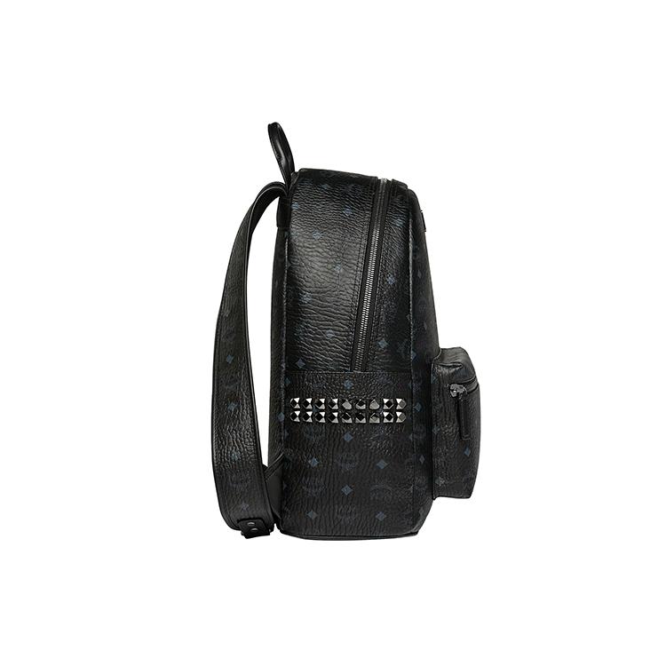 New MCM Stark Backpack Visetos Side Studs Medium Black MMK6SVE38BK001