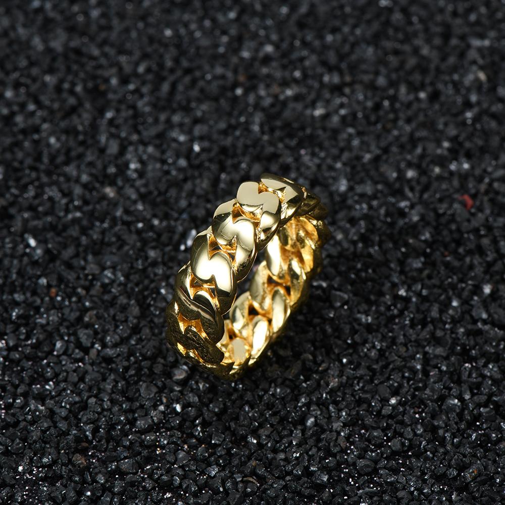 Hip Hop Mens Cuban Ring Jewelry Women Gold Plated Cuban Link Ring