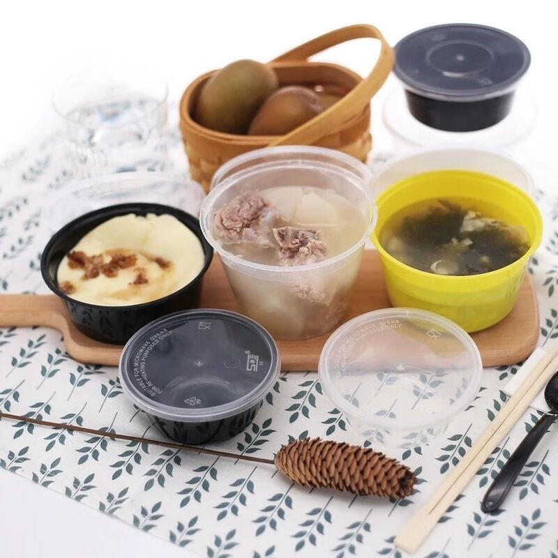 Mikrovågsbara runda matlådor med 4 fack för hämtmat