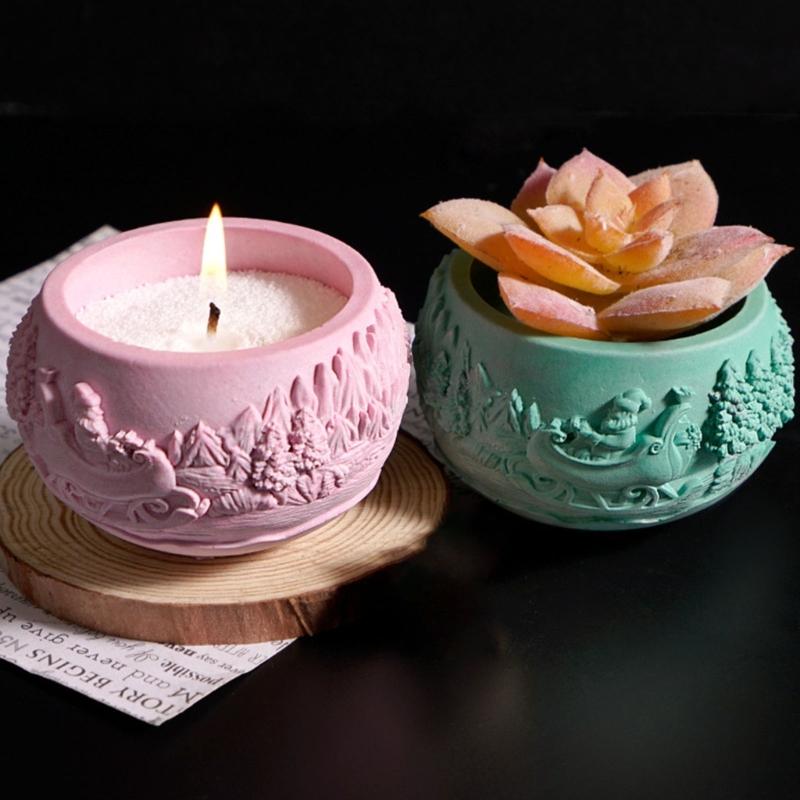 Santa Silicone Vase Molds Temperature Resistant Multipurpose Silicone Mould for Making Soap Candle Chocolate Flowerpot