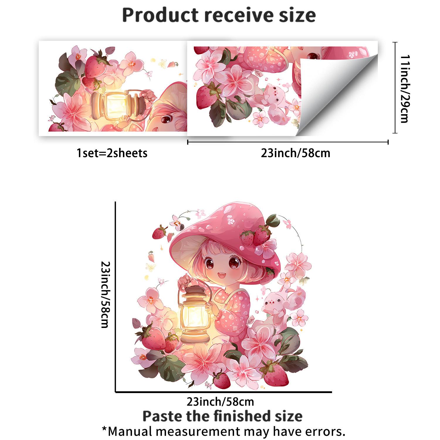 

Розовые Цветочные Наклейки на Стену для Маленьких Девочек, Самоклеящиеся, Снимаемые, для Детской Спальни, Гостиной, Кабинета, Домашнего Декора 29x58cm*2pcs разноцветный