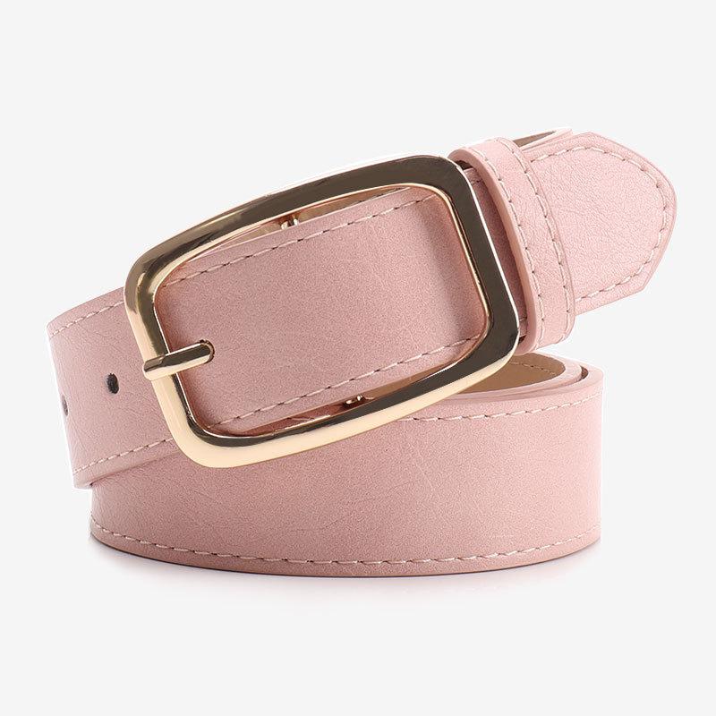 Modern Womens Belt With Square Pin Closure In Pu Leather For Stylish Office Attire Pink