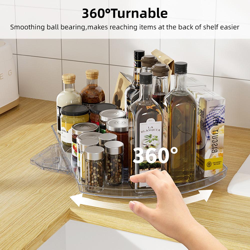Aoresac 1 Pack Fridge Lazy Susan Organizer 360 Degree Turntable Spice Rack Clear Rectangle Rotating