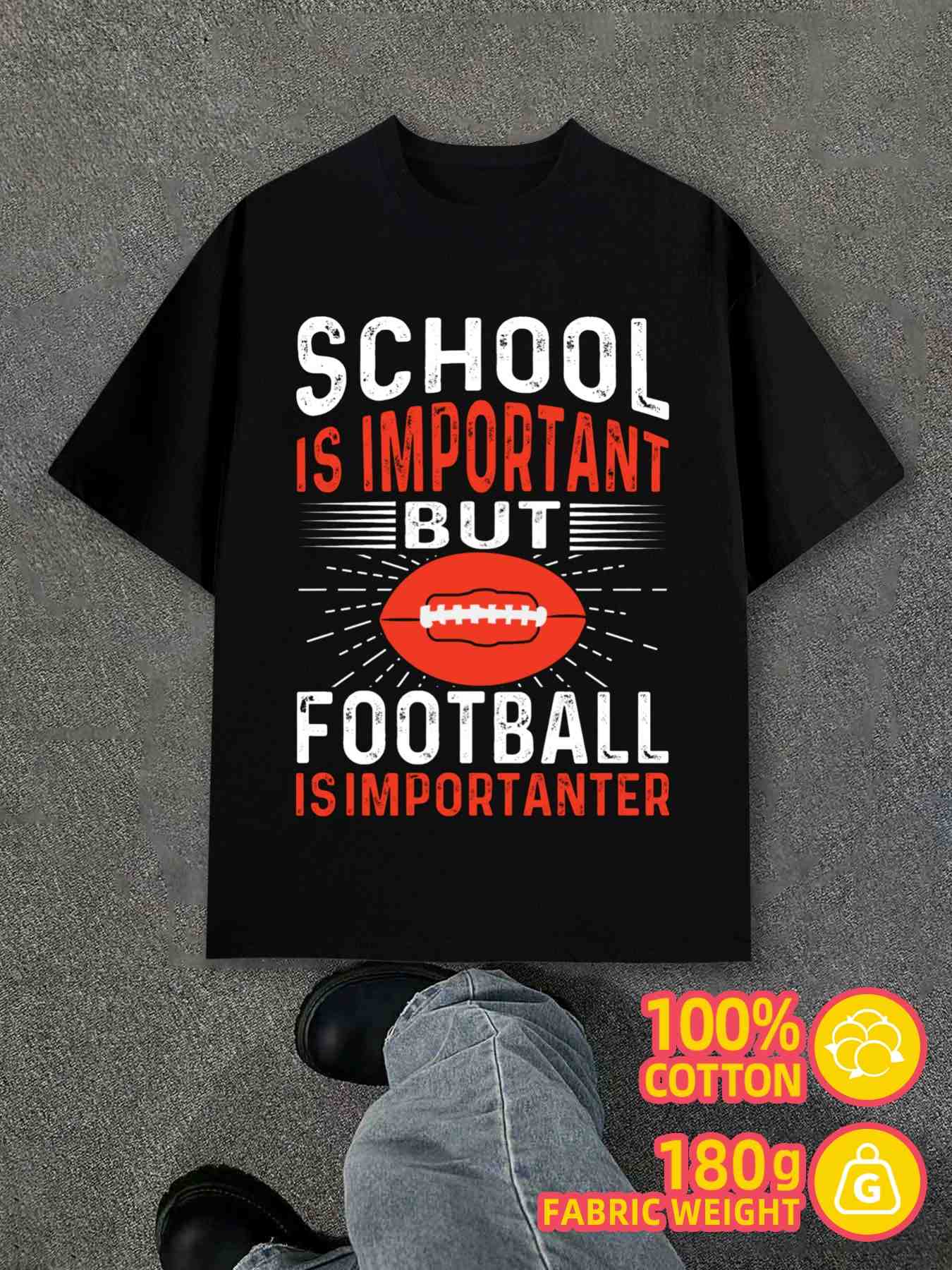 T-Shirt Y2K School Football Shirts Shirts Black M