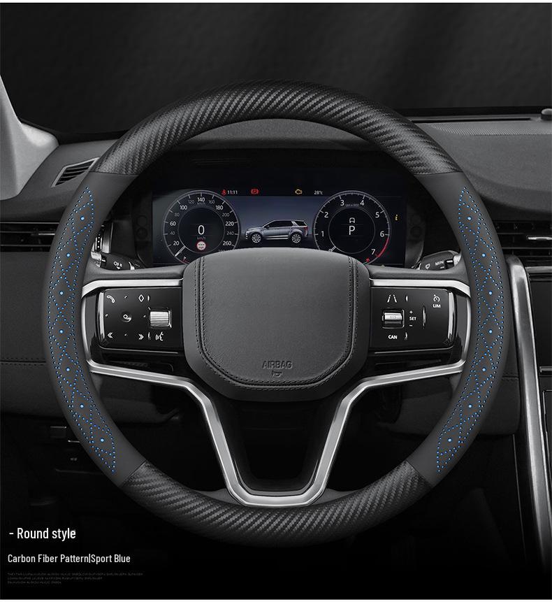 Universal Nappa Leather Steering Wheel Cover - Ultra-Thin, Anti-Slip, Breathable, Sweat-Absorbent for All Seasons
