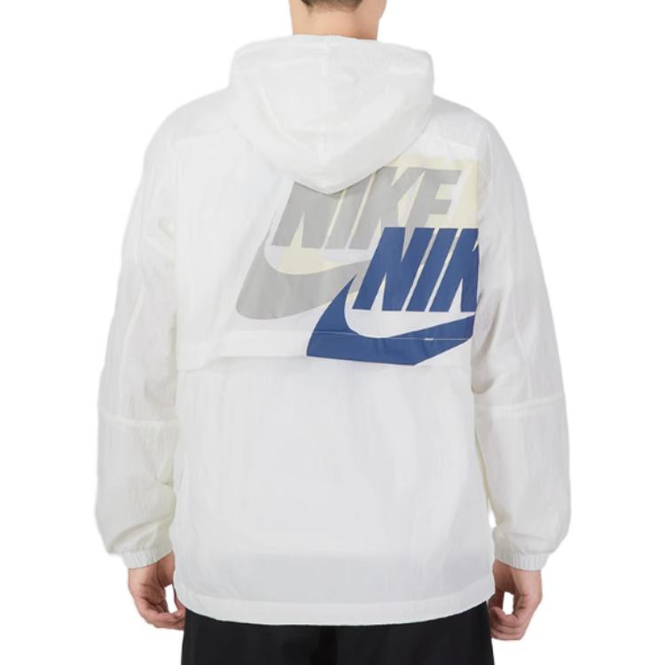 Nike Giacca Tessuta con Cappuccio e Stampa Logo Lettera Uomo Capispalla Bianco DV3313-133