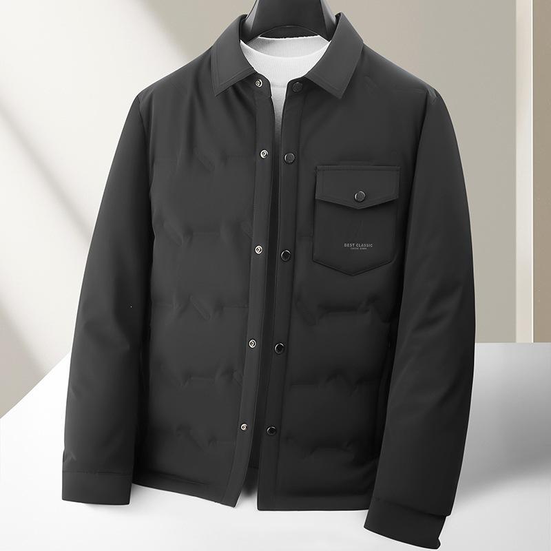 Men's Luxury White Duck Down Jacket - 2026 Autumn/Winter, Warm Thickened Business Shirt Style Coat, Trendy & Lightweight.