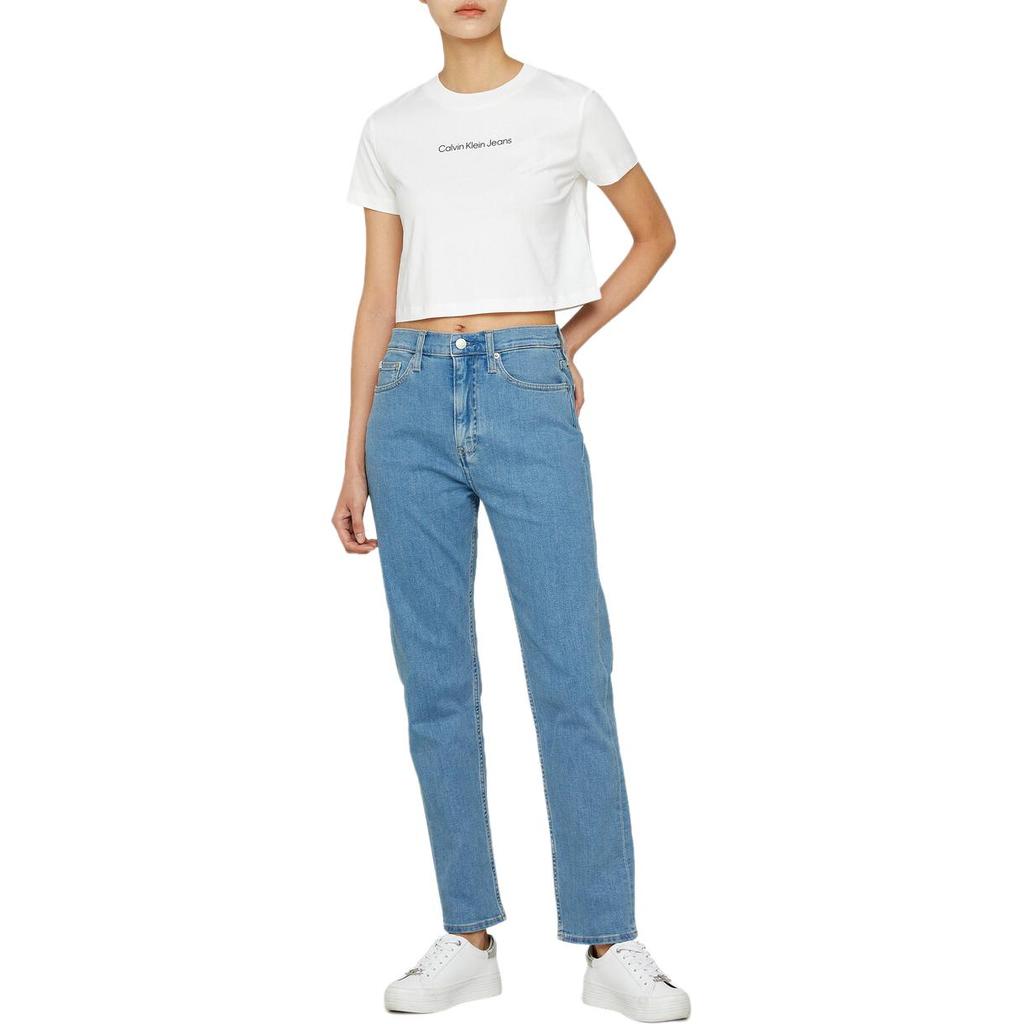 Calvin Klein Solid Short Sleeve T-Shirt Women tops White J224288-YAF