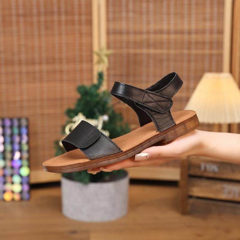 

New Style Shoes - Buckle Flat-bottom Large-size Sandals for Women 35 чёрный
