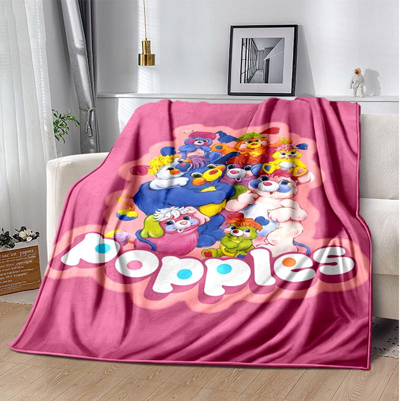 Popples Flannel Blanket Soft Warm All-Season Throw, Design for Camping, Car Travel, Hiking Sofa, Bed, Office Perfect Gift for Parties
