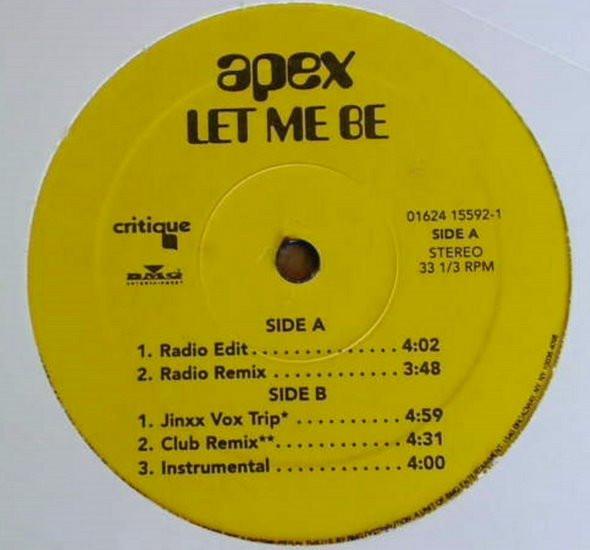

12inch Record APEX - Let Me Be 01624155921 Critique 1996 US Dance & Electronica Used