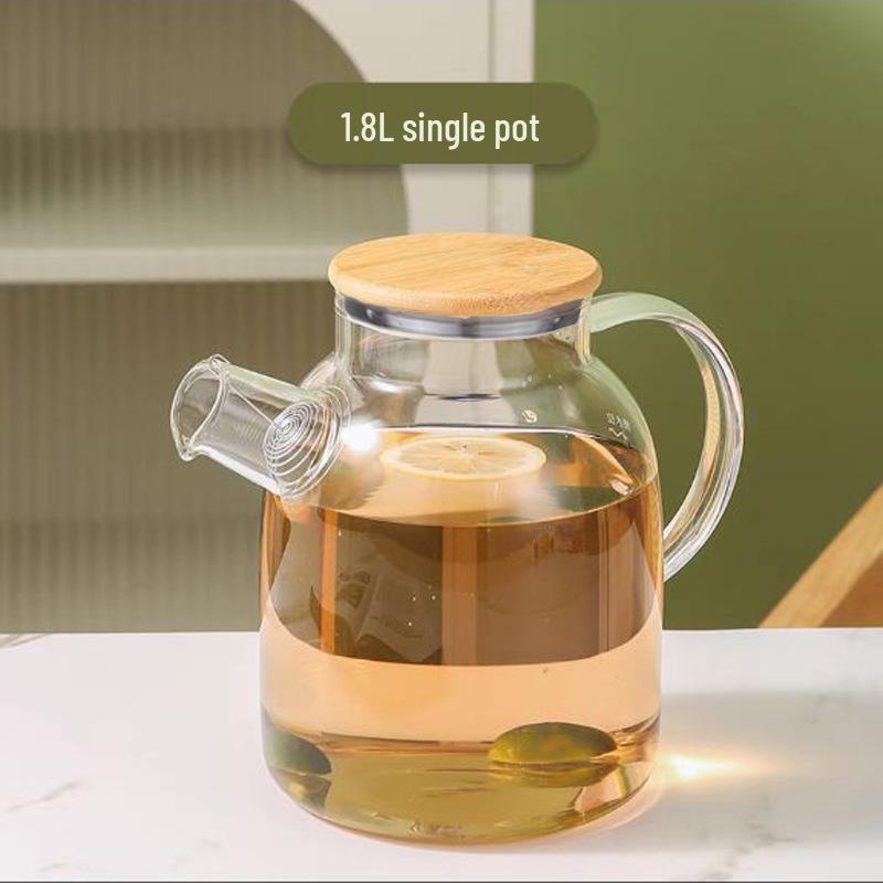 Borosilicate Glass Cold Water Pitcher with Filter and Bamboo Steel Lid