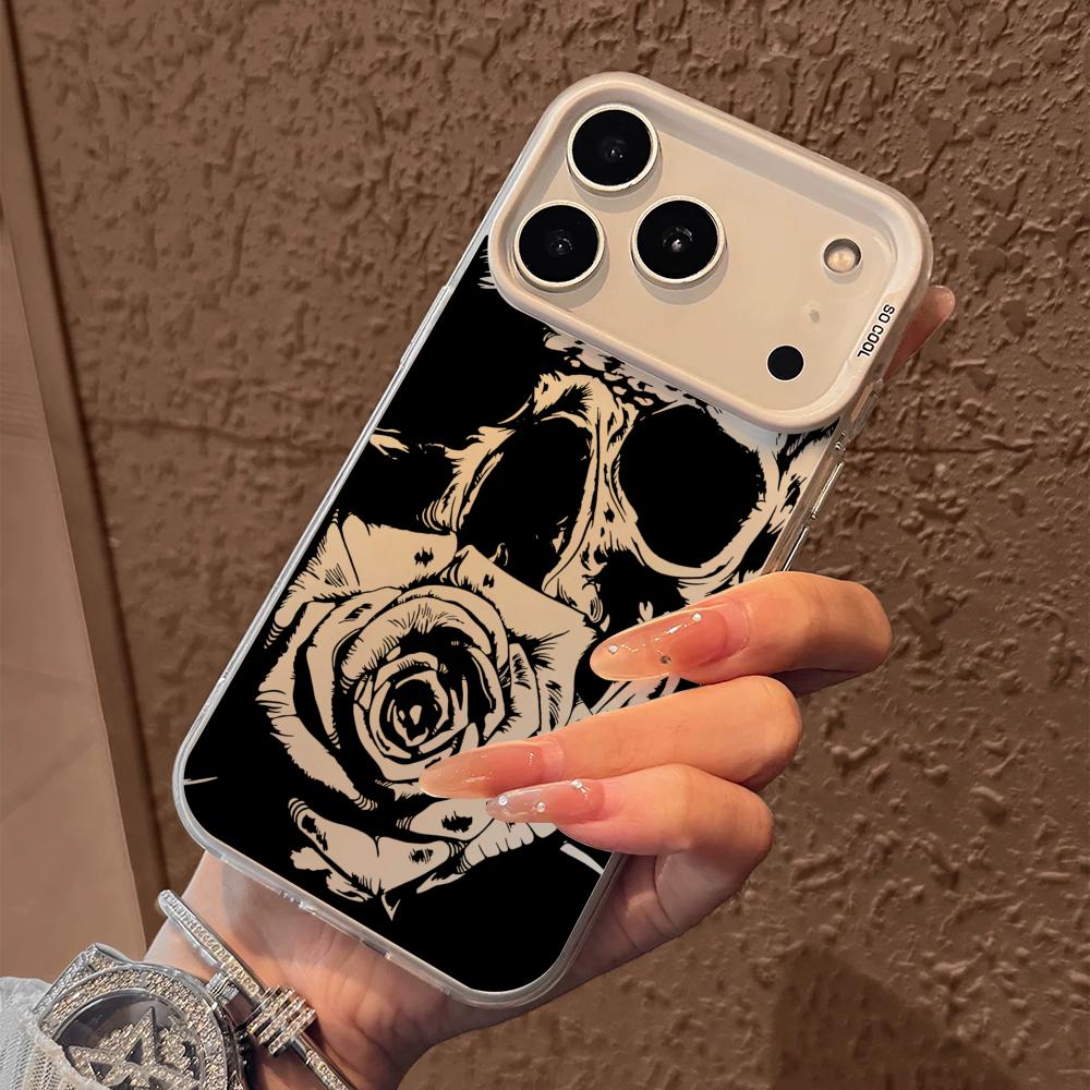Cool Skull Phone Case For iPhone 17 16 15 14 13 12 11 Pro Max Air Matte Laser Aurora Shockproof Funda