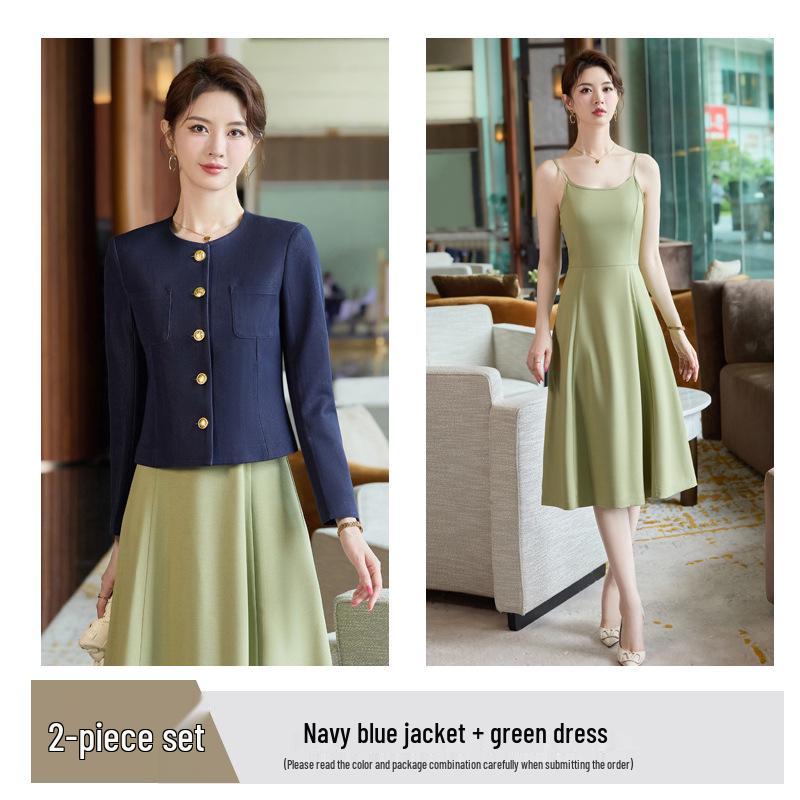 Women's 2025 Versatile Slim Fit Blazer & Skirt Set - Casual Solid Color Suit