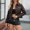 BITCED Women's Fashion Multi-Zip Decorated Biker Jacket Long-Sleeved Cardigan Style Trendy Jacket Spring/Autumn Lightweight Leather Jacket