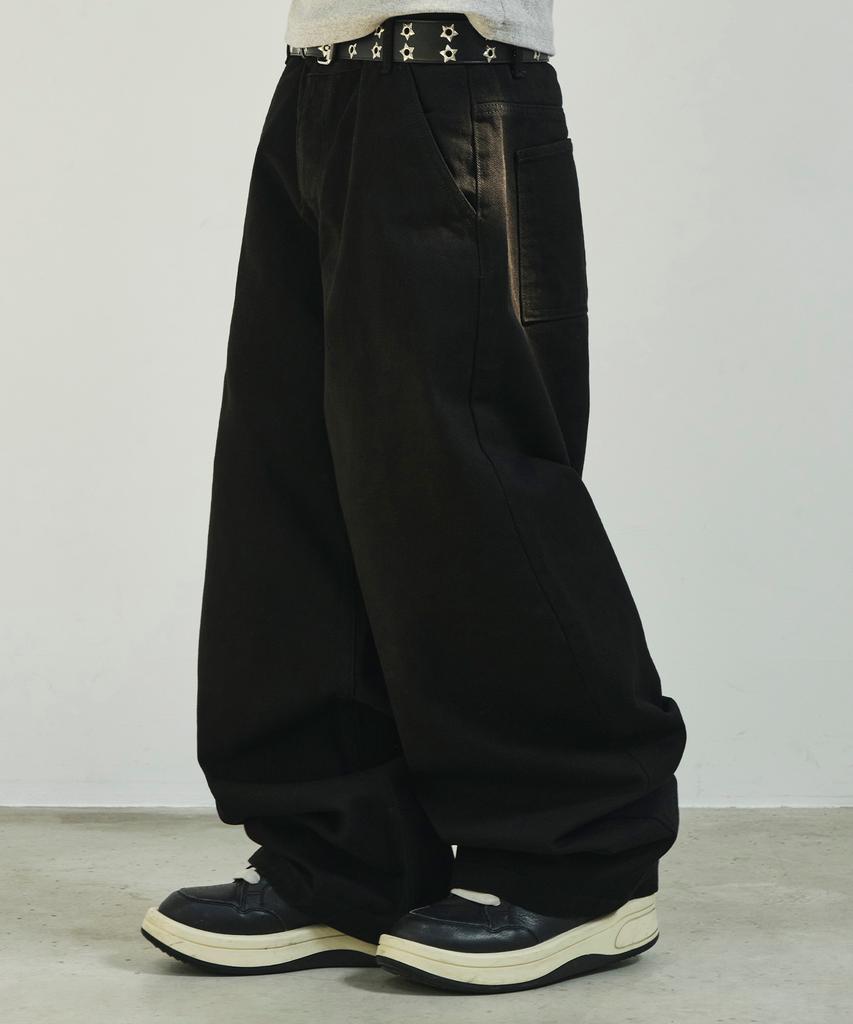 SCALLYWAG [Ryu Jung-Ran × Skelly Wung] Pull Up Straight Cotton Pants [Black]