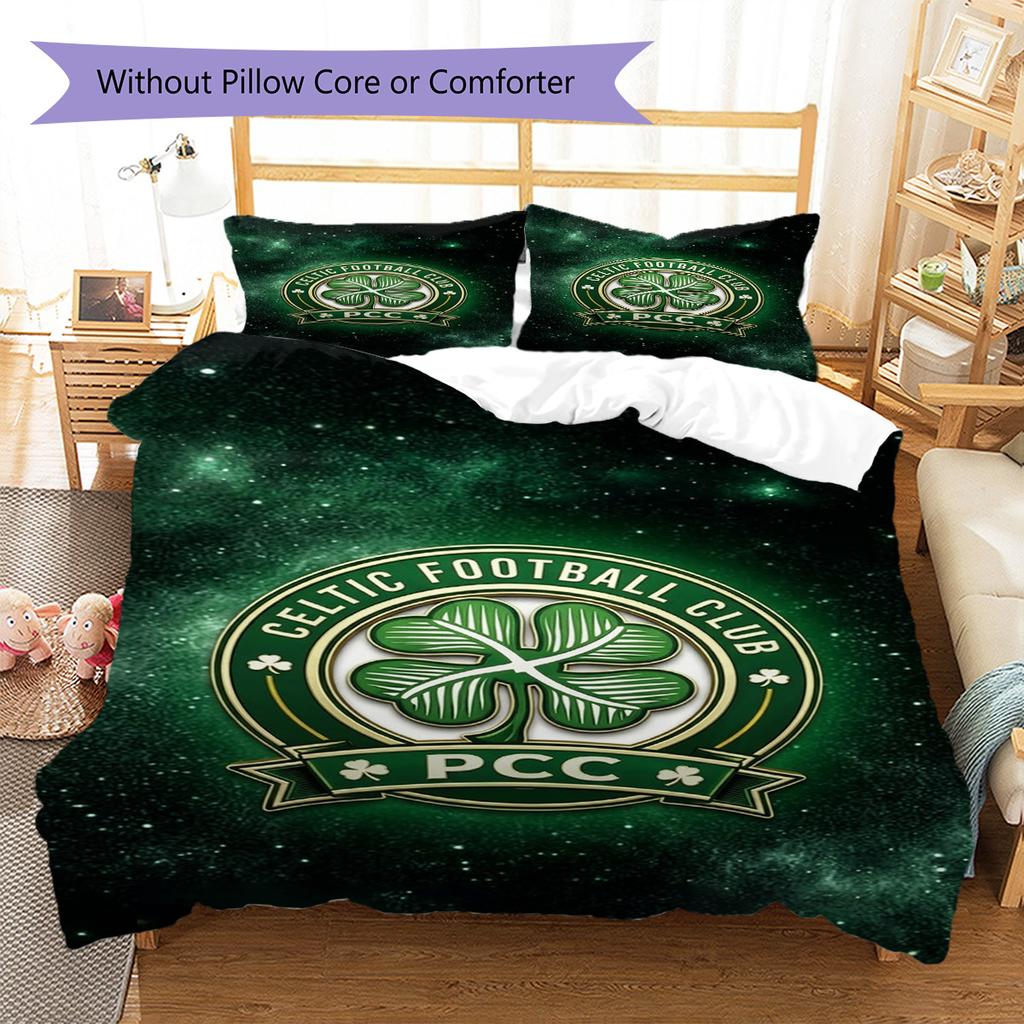 Set Biancheria da Letto con Motivo Logo Celtic FC Copripiumino Federa Decorazione per la Casa Regalo (1 * copripiumino + 2 * federa, senza nucleo)