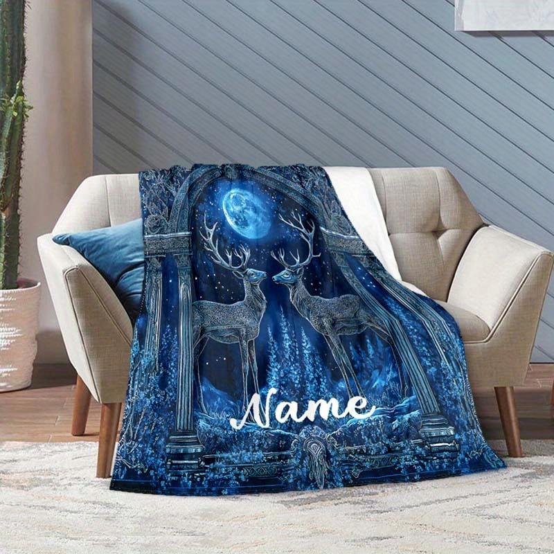 Deer Customize Your Name Blanket Warm Comfortable And Soft Blankets Are Suitable For Home Chairs Office Sofas Sofas Office Camping And Gifts For