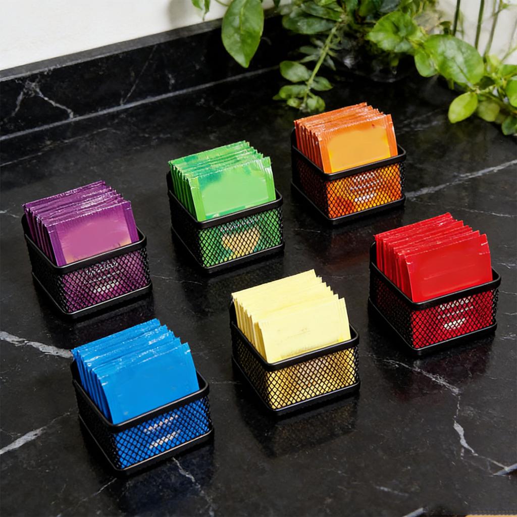 6PCS Magnetic Tea Bag Metal Tea Storage Box Holder for Fridge Kitchen Countertop Cabinet Pantry