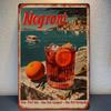 1pc, Negroni Cocktail Themed Retro Metal Tin Sign, Frameless Square Iron Hanging Picture, Vintage Style Painted Artwork