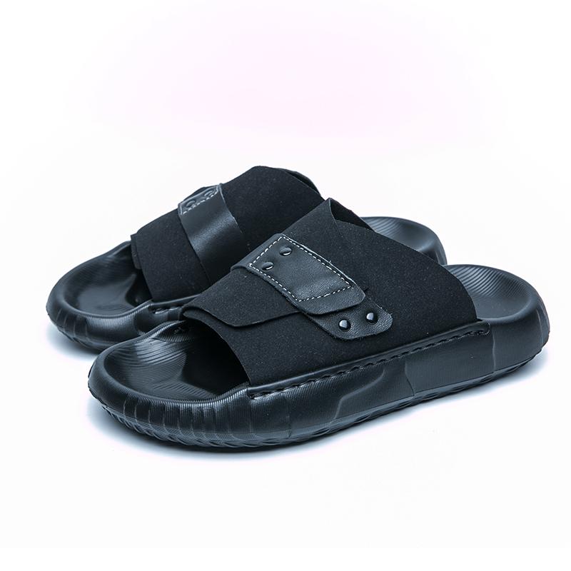 

Fashion New Handmade Breathable Men Young Fashionable Design Soft Sole Casual Slippers Outdoor Lightweigh Non-slip Comfortable Slippers 45 чёрный