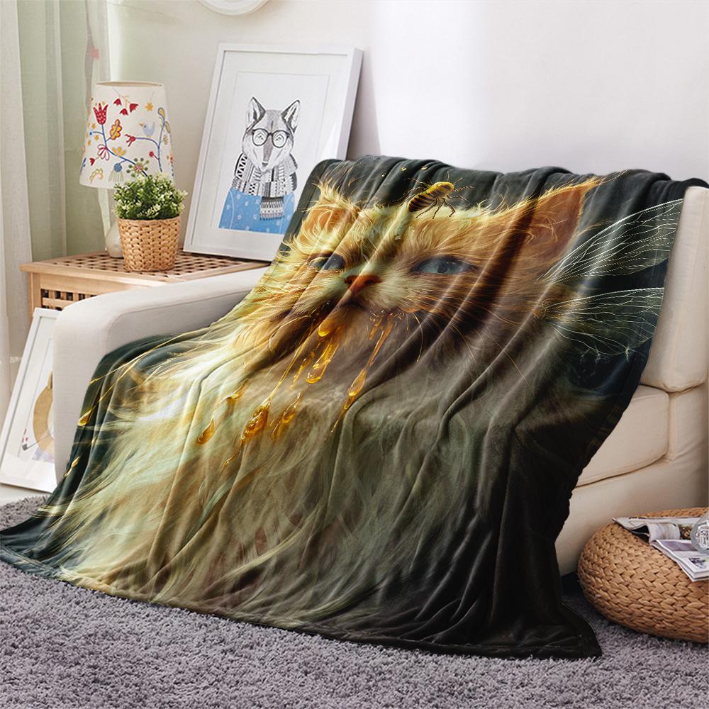 Cute Cats Print Flannel Blanket, High Quality Comfortable for All Seasons, Home Decor, Warmth and Comfort