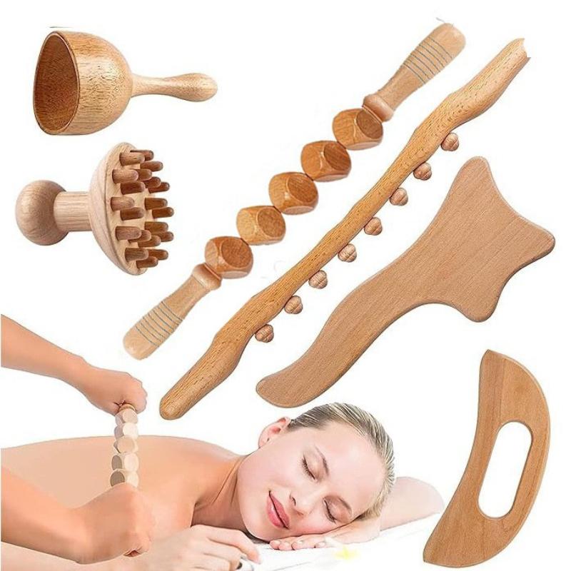 Wooden Massage Roller Therapy Body Massager Foot Face Shoulder Neck Hand Push Roller Massager Body Shaping Massage Tool