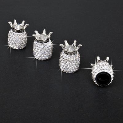4 pièces couronne Bling diamant cristal capuchons de roue strass argile ABS pneus de voiture vannes tige de pneu bouchons de Valve d'air couvercle hermétique Bling