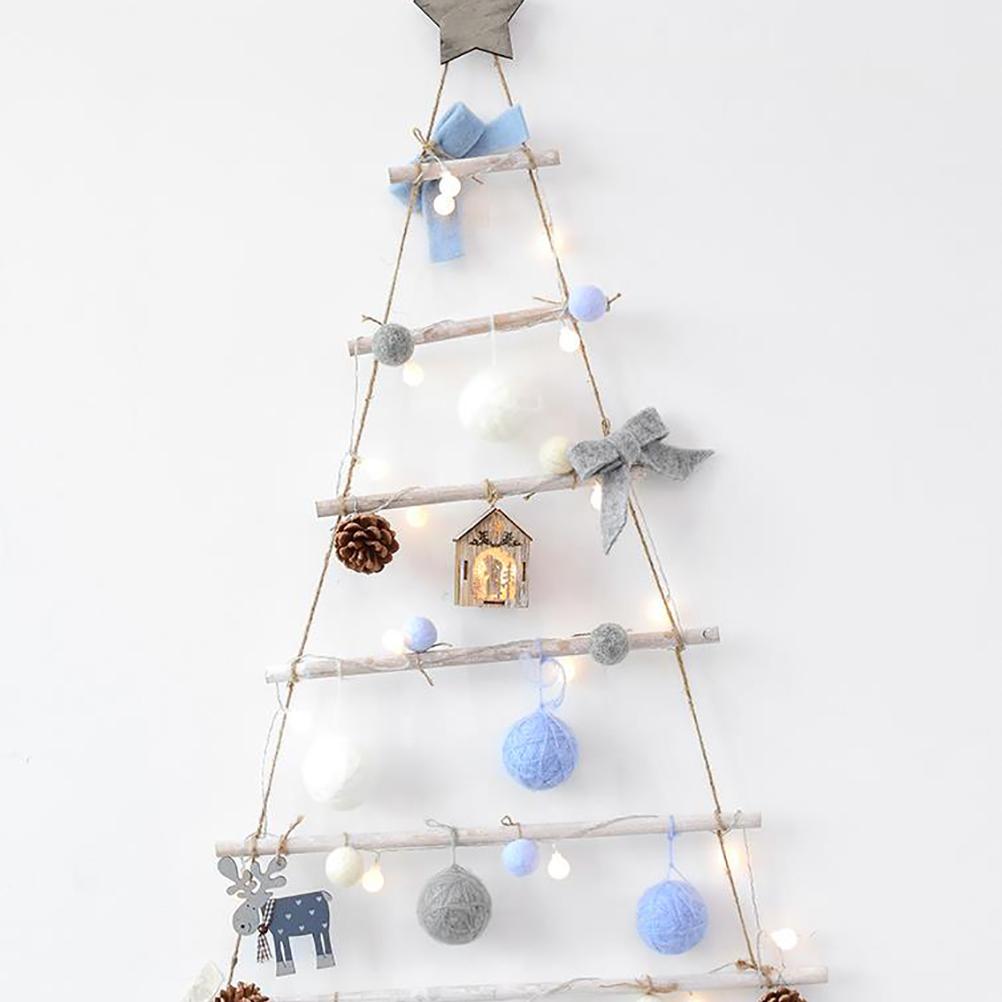 Wooden Hanging Ornaments with Star and Rope  Decoration for Wall Christmas Tree