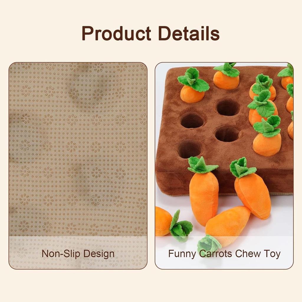 Interactive Dog Toys Carrot Snuffle Mat Dog Plush Puzzle Toy 2 In 1 Nosework Feed Games With 12 Carrots
