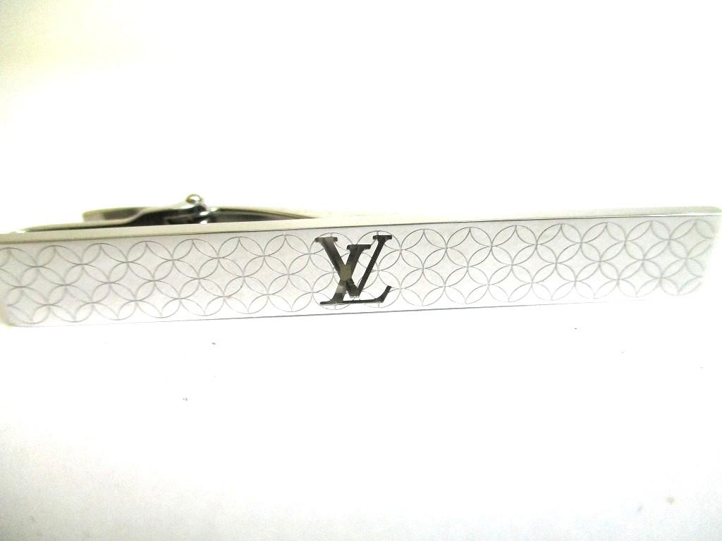 Authentic LOUIS VUITTON Silver Steel Champs Elysees Tie Clips #b173 Certified - Refurbished