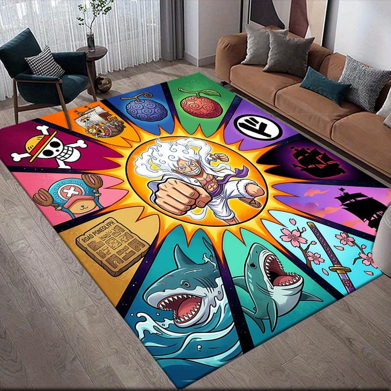 One Piece Elements Anti-Slip Floor Mat, Rectangular Carpet for Living Room, Bedroom and Game Space.xwn