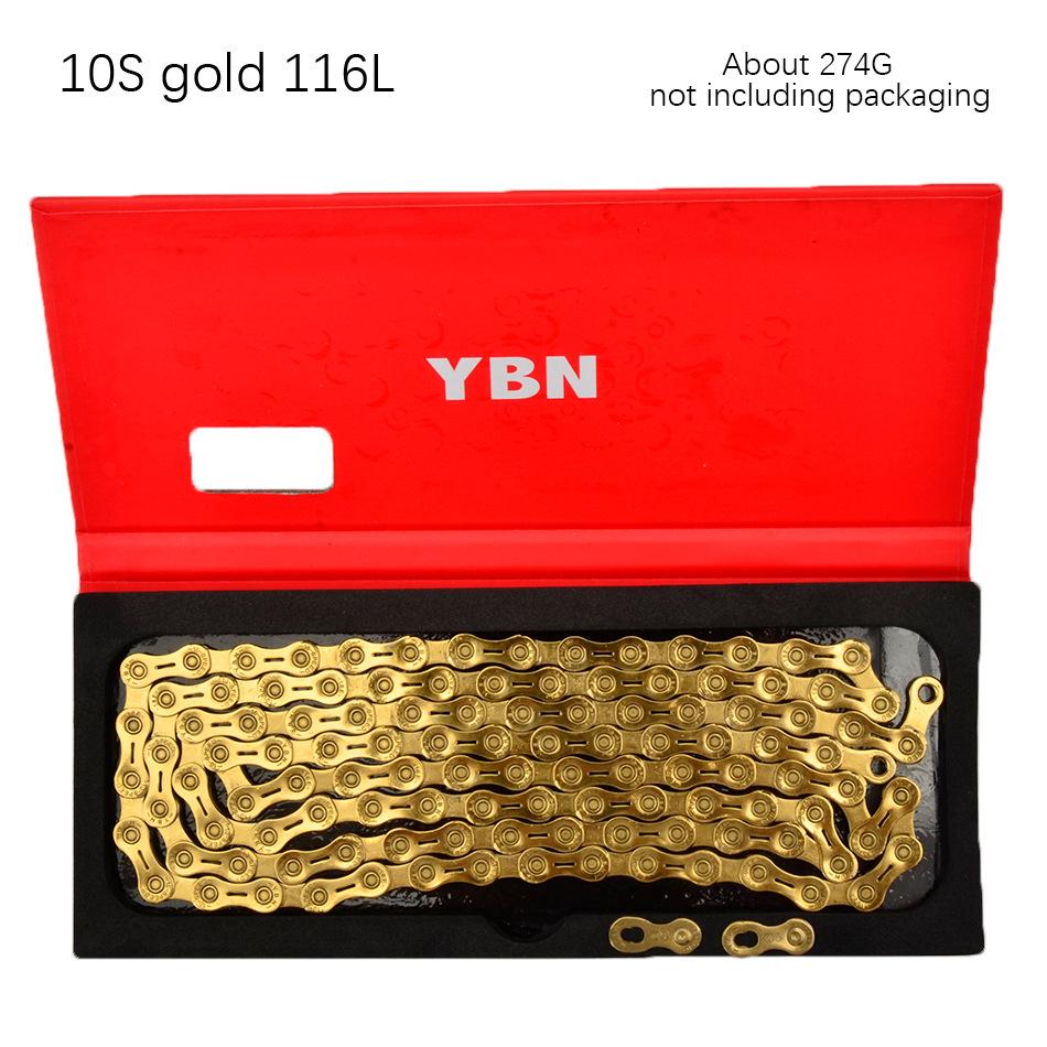 

YBN Ya Bang Lightweight Gold Bicycle Chain for Mountain, Road, and Folding Bikes (11/12 Speed)