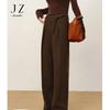 Jiu Zi·Anna Co Women's Pure Wool Belted Wide-Leg Pants