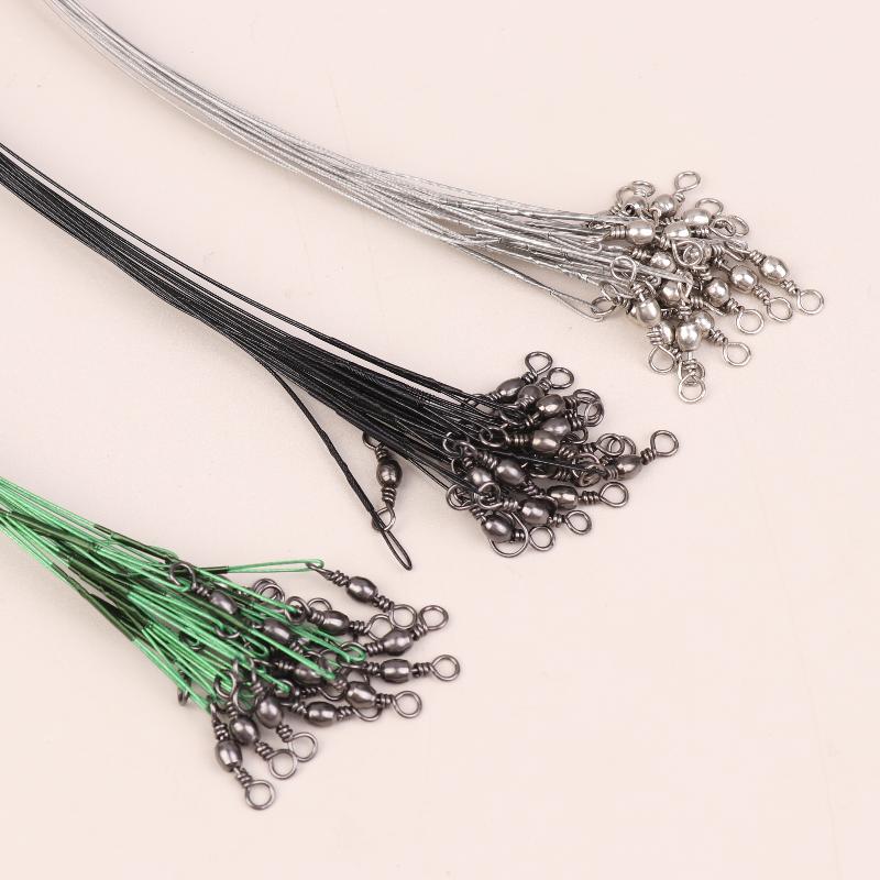 20 stk Anti-bitt Stål Fiskesene Ståltråd Fortom Med Svivel Fisketilbehør Blykjerne Fiskesene 15/20/30 cm