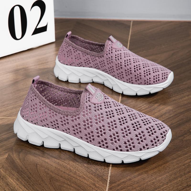 Summer Outdoor Casual Shoes Women's Mesh Breathable Flat Light Sneaker Female Loafers Casual Hollow Out Outdoor Flats Zapatos