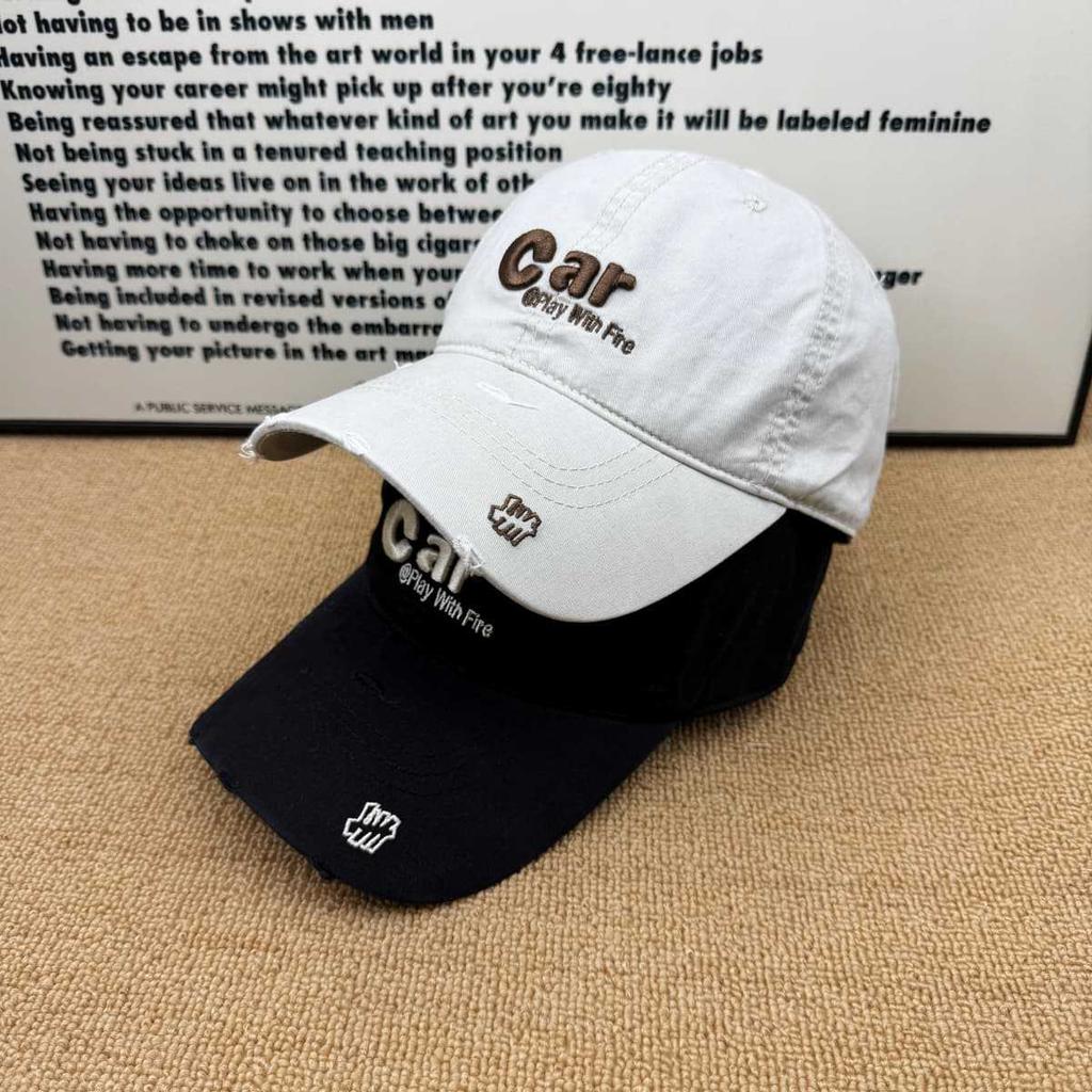 Old Ripped Car Alphabet Baseball Cap Men's and Women's Soft Top Comfortable Sun Cap American Casual Cap