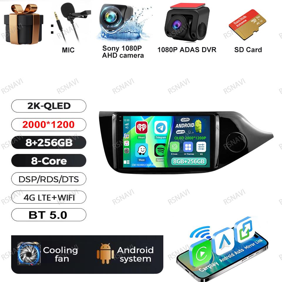 Android 16 Car Radio For Kia CEED 2 JD 2012 - 2018 RHD Video Player Multimedia Carplay Navigation Autoradio RDS Stereo 5G WIFI