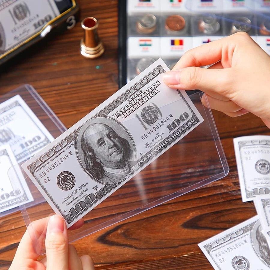 16pcs Transparent PVC Currency Sleeves, Clear Banknote Money Holders, Ideal Organizer for Paper Money, Bills, Bank Notes, XJM